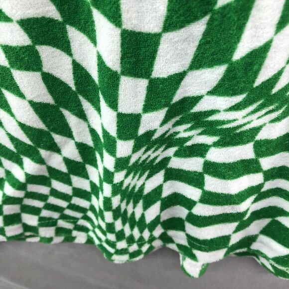 New Green White Checkered Short Sleeve Button Up Shirt Size 3X Women Rue 21 - Picture 7 of 12